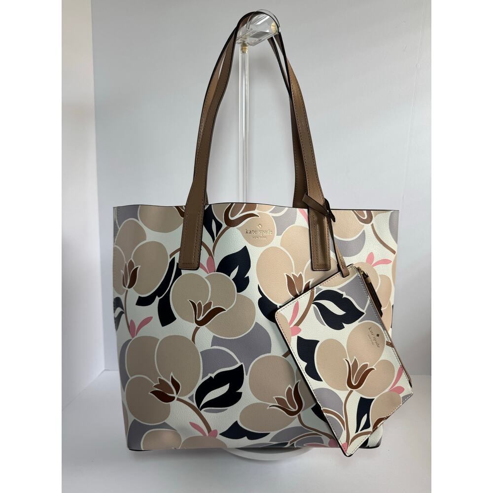 Kate Spade Mya Breezy Floral Reversible Tote + Zip Pouch Neutral - Picture 5 of 15